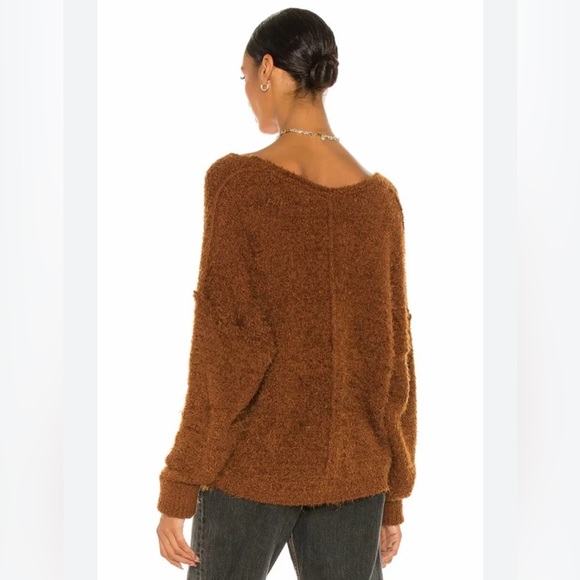 Free People Icing V-Neck Sweater in Brown Mocha-Java - Size Medium - Picture 3 of 12